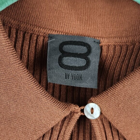 8 by YOOX Ribbed Knit Cut-out Polo Jumper Top sz XS - Picture 5 of 6